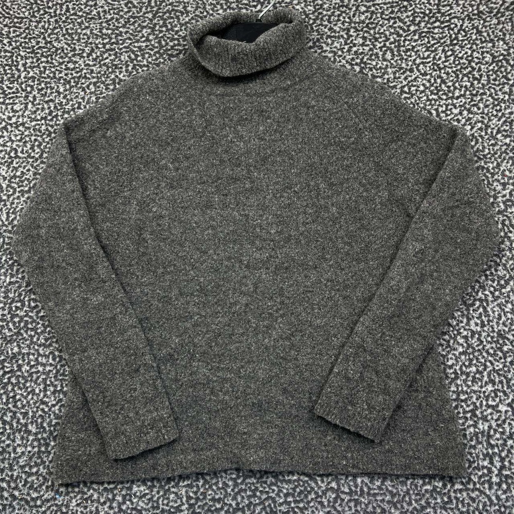 Mendocino Sweater Women Medium Gray Pullover Turtleneck Extra Fine Merino Wool M